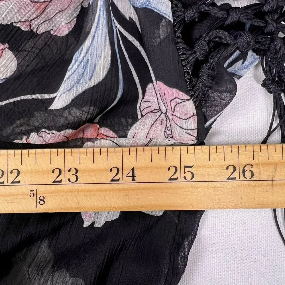 Torrid Fringe Kimono 3/4 Plus Size Sheer Floral Boho Shawl Wrap Festival Wedding - Picture 10 of 13